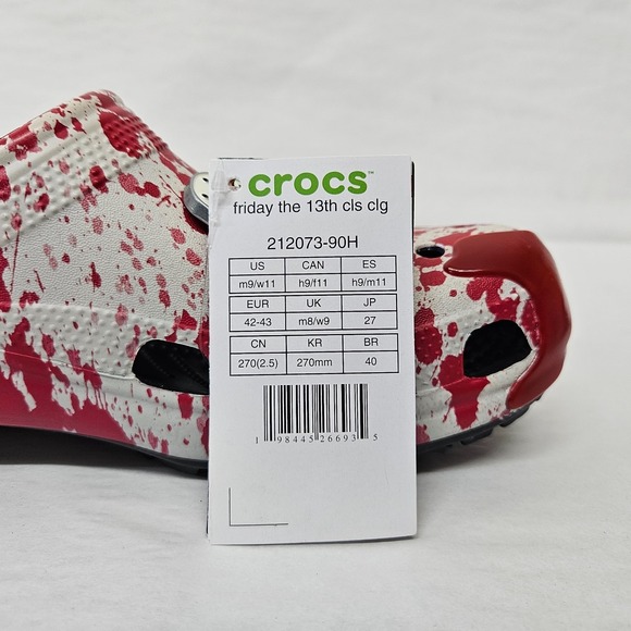 Crocs Friday the 13th Classic Clogs 212073-90H Red White Green Men\'s Size 9 main image 8